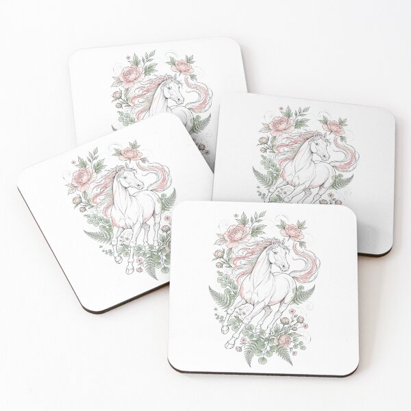 Item preview, Majestic White Horse Floral Fantasy Equestrian Art Design designed and sold by Vibe-Vary.