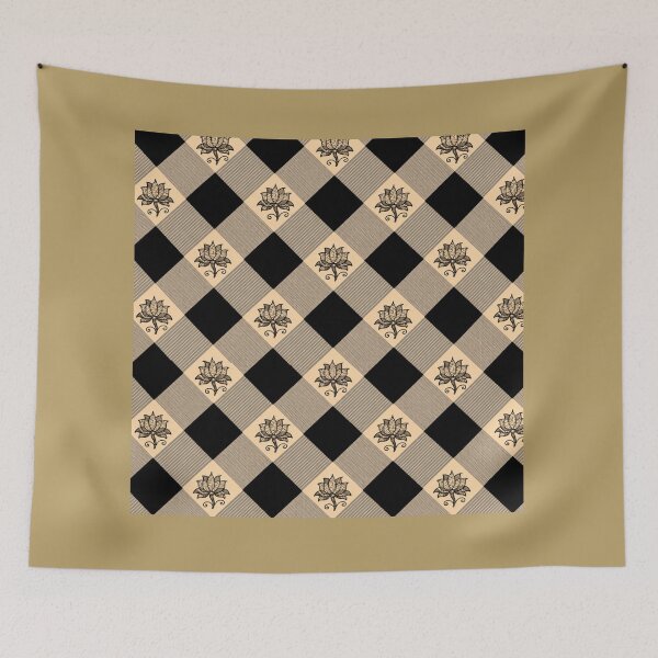 Item preview, Block-Print Floral & Checkerboard Pattern  designed and sold by Sakshiartwork.