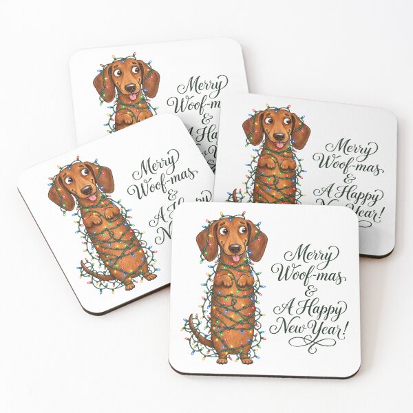 Item preview, Cute Christmas Dachshund Lights Woofmas Illustration designed and sold by SayMaria.