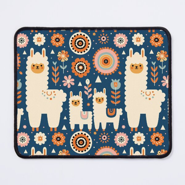 Item preview, Scandinavian Folk Art Cute Llama Family and Flowers by heidiannemorris © designed and sold by FOLK ART FUSION.