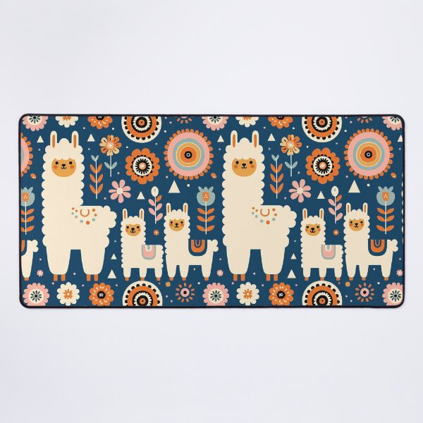 Item preview, Scandinavian Folk Art Cute Llama Family and Flowers by heidiannemorris © designed and sold by FOLK ART FUSION.