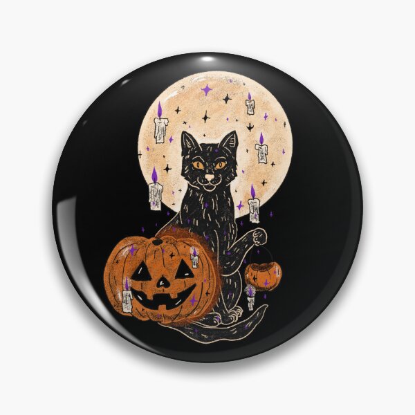 Item preview, Mystical Black Cat Halloween – Vintage Spooky Cat with Pumpkins designed and sold by Katemadeartt.