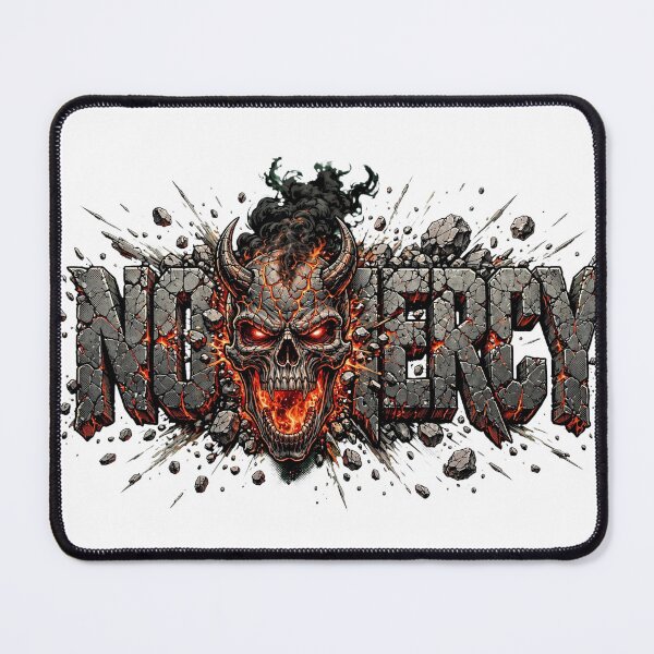 Item preview, NO MERCY - Demonic Skull Cracked Stone 3D Lava Heavy Metal Graphic designed and sold by VYBE DARK Studio.