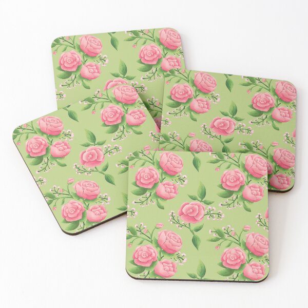 Item preview, Pink Roses on Pastel Green designed and sold by Mel-Mas-Stoband.