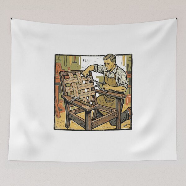 Item preview, Vintage Upholsterer Webbing Woodcut designed and sold by eduardoroa22.