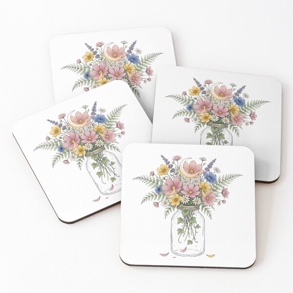 Item preview, Vintage Wildflower Glass Jar Cottagecore Art designed and sold by ArtifactVerse.