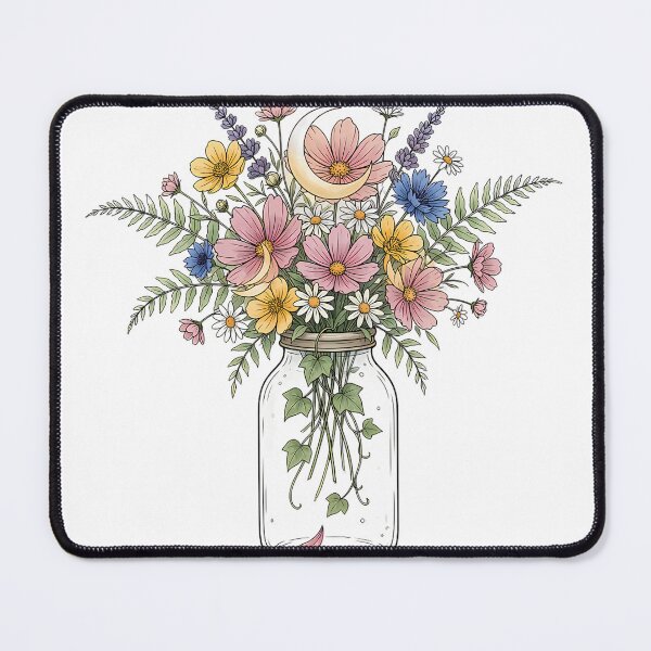 Item preview, Vintage Wildflower Glass Jar Cottagecore Art designed and sold by ArtifactVerse.