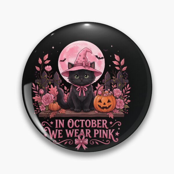 Item preview, In October We Wear Pink Breast Cancer Awareness Halloween Cat Supporter Survivor designed and sold by w66aboo.