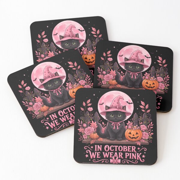 Item preview, In October We Wear Pink Breast Cancer Awareness Halloween Cat Supporter Survivor designed and sold by w66aboo.