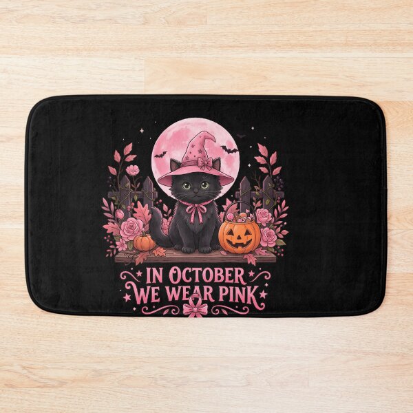 Item preview, In October We Wear Pink Breast Cancer Awareness Halloween Cat Supporter Survivor designed and sold by w66aboo.