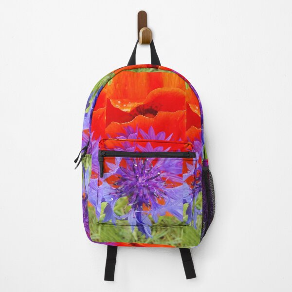 Item preview, Vibrante Purple Cornflower and red Poppy Backdrop designed and sold by ObjectAndNature.