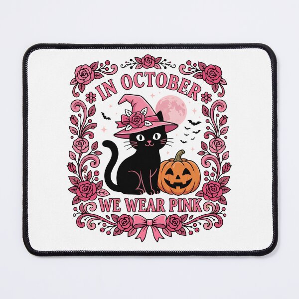 Item preview, Copy of In October We Wear Pink Breast Cancer Awareness Halloween Cat Supporter Survivor designed and sold by w66aboo.