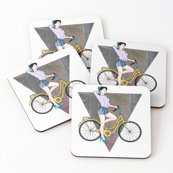 Item preview, Vintage Bicycle Girl Art | Retro Cycling Art | Ride & Enjoy designed and sold by Half Mess.