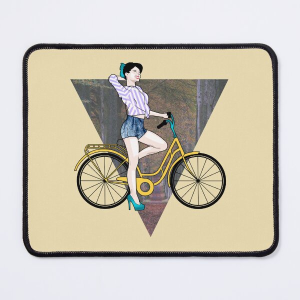 Item preview, Vintage Bicycle Girl Art | Retro Cycling Art | Ride & Enjoy designed and sold by Half Mess.