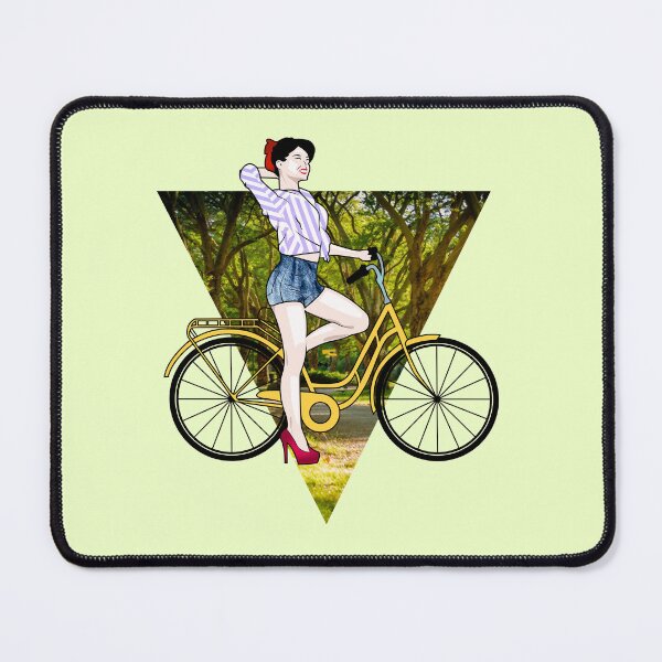 Item preview, Vintage Bicycle Girl Art | Retro Cycling Art | Ride & Enjoy designed and sold by Half Mess.
