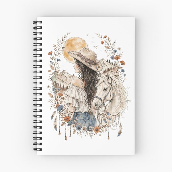 Item preview, Boho Cowgirl and White Horse Wild West Moon Floral Design designed and sold by Vibe-Vary.