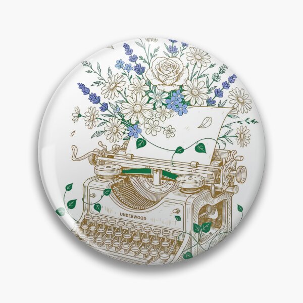 Item preview, Vintage Typewriter with Wildflowers Writer Aesthetic designed and sold by ArtifactVerse.