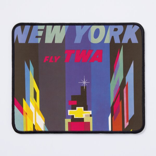 Item preview, Vintage Fly TWA New York Times Square neon lights travel poster print designed and sold by Jéanpaul  Ferro.