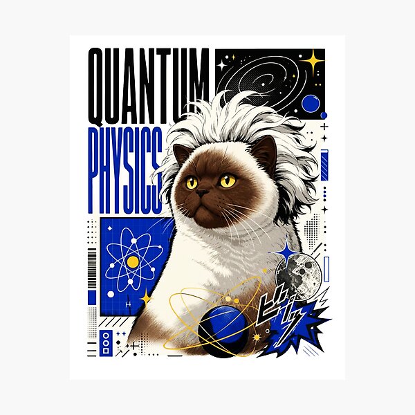 Item preview, Quantum Physics Siamese Cat Graphic Poster T-Shirt | Funny Science Professor Colorpoint Cat Einstein STEM Gift Blue Art designed and sold by illeN-Art-World.