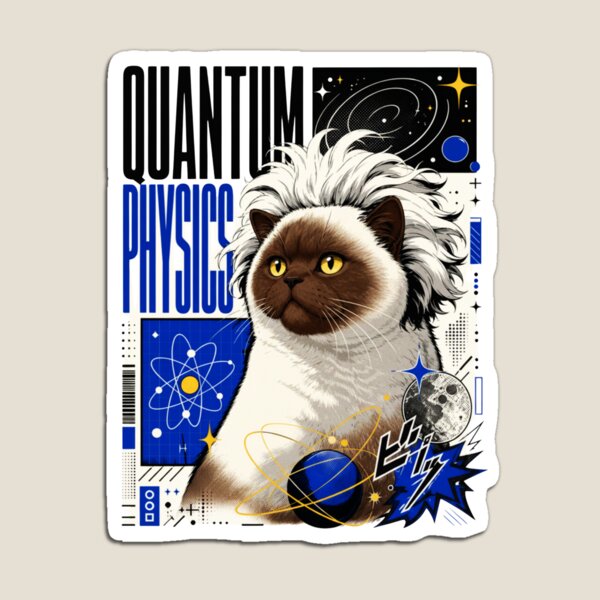 Item preview, Quantum Physics Siamese Cat Graphic Poster T-Shirt | Funny Science Professor Colorpoint Cat Einstein STEM Gift Blue Art designed and sold by illeN-Art-World.