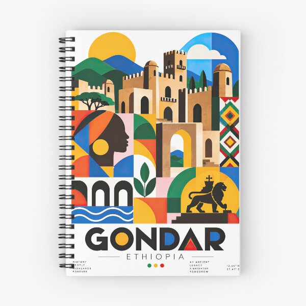 Item preview, Colorful illustrated travel poster depicting Gondar, Ethiopia, w designed and sold by ckybe.