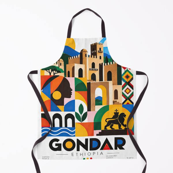 Item preview, Colorful illustrated travel poster depicting Gondar, Ethiopia, w designed and sold by ckybe.