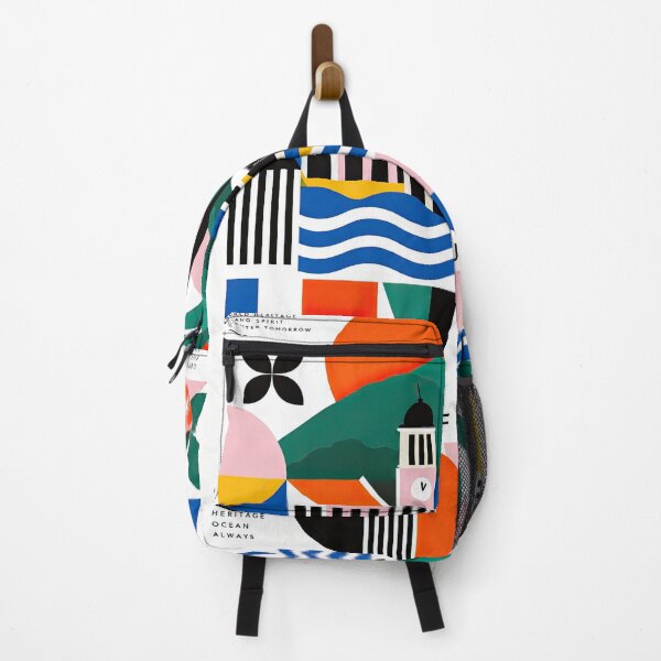 Item preview, Colorful geometric travel poster featuring a seaside village, designed and sold by ckybe.