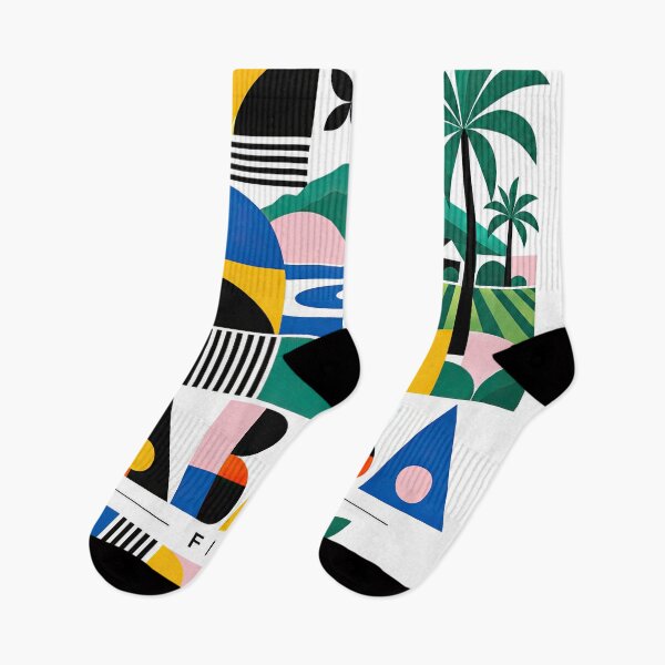 Item preview, Colorful geometric poster featuring a tropical landscape, palm designed and sold by ckybe.