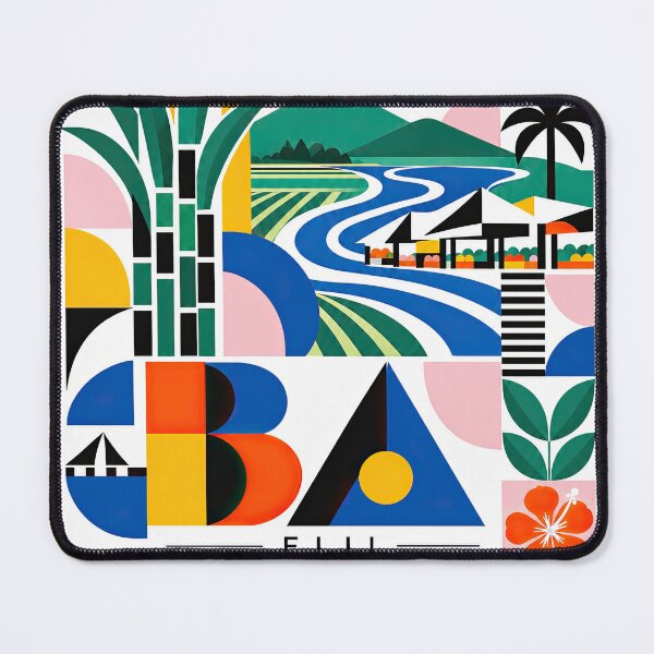 Item preview, Colorful geometric poster celebrating Fiji with tropical landsca designed and sold by ckybe.