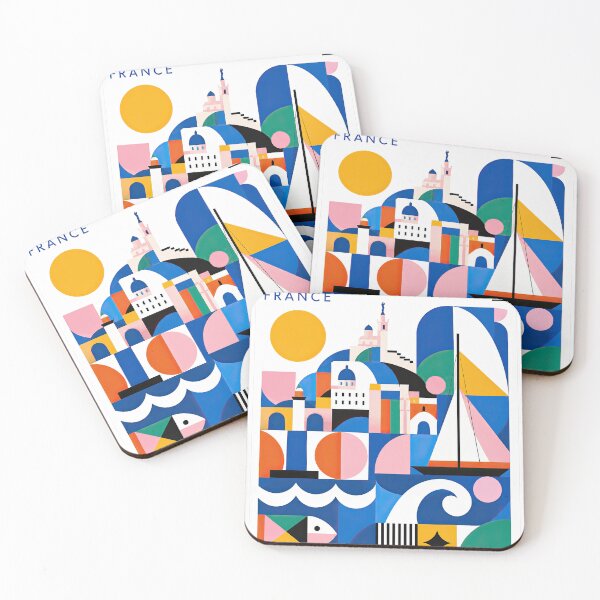 Item preview, Colorful geometric travel poster illustrating Marseille, France, designed and sold by ckybe.