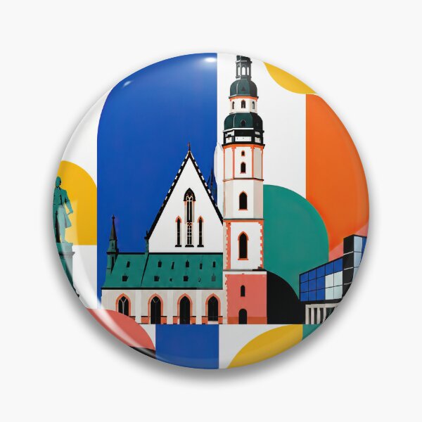 Item preview, Colorful geometric poster illustrating Leipzig, Germany, with th designed and sold by ckybe.