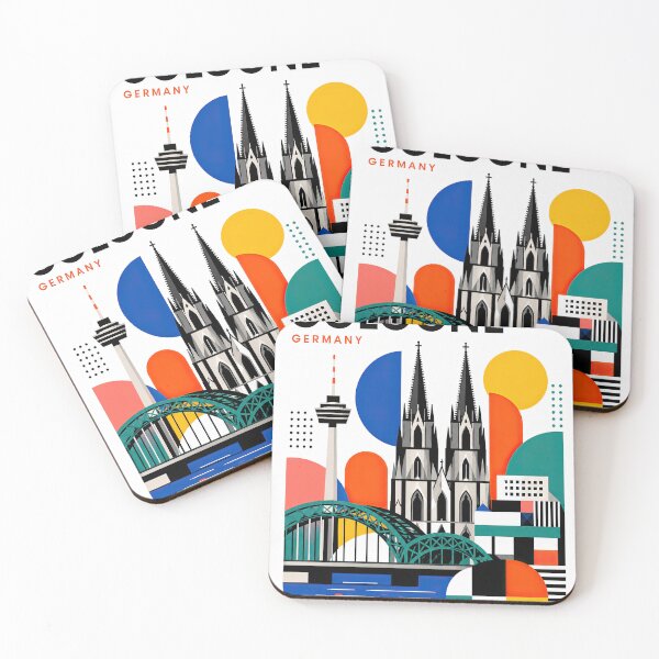 Artikelvorschau, Colorful geometric travel poster of Cologne, Germany featuring entworfen und verkauft von ckybe.