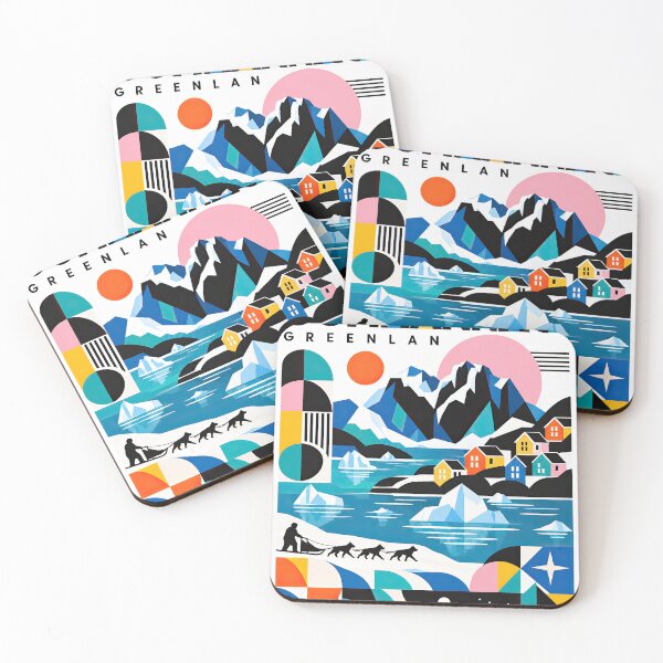 Item preview, Colorful geometric illustration of Greenland featuring dramatic designed and sold by ckybe.