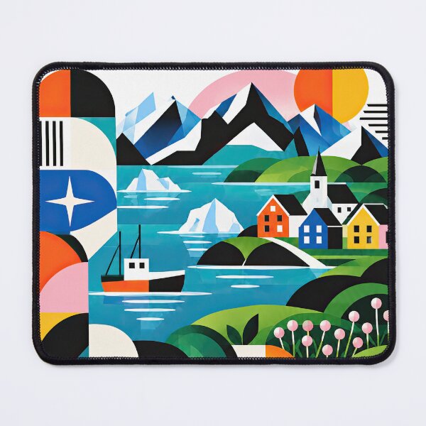 Item preview, Geometric illustrated Greenland travel poster featuring mountain designed and sold by ckybe.