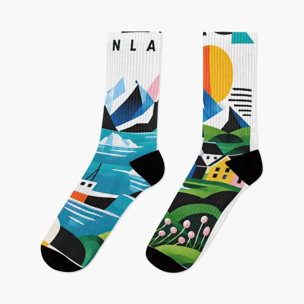 Item preview, Geometric illustrated Greenland travel poster featuring mountain designed and sold by ckybe.
