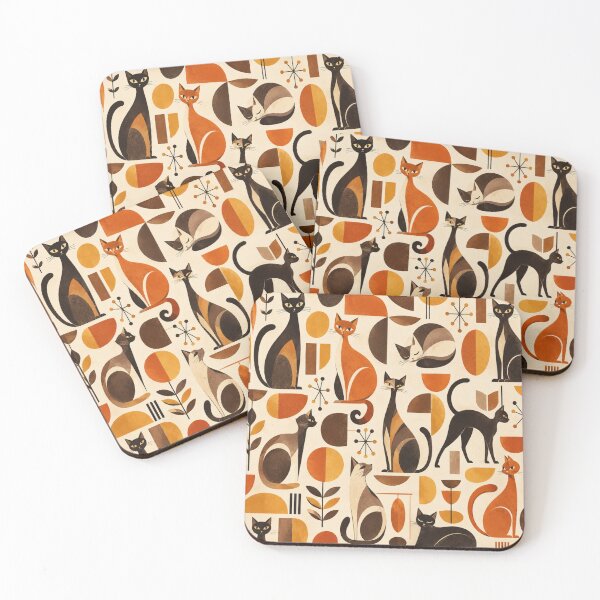 Item preview, Abstract Scandinavian Cat Silhouettes Floral Cat Design designed and sold by Aramdesing.
