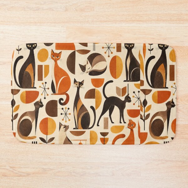 Item preview, Abstract Scandinavian Cat Silhouettes Floral Cat Design designed and sold by Aramdesing.