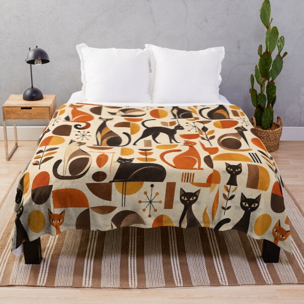 Item preview, Abstract Scandinavian Cat Silhouettes Floral Cat Design designed and sold by Aramdesing.