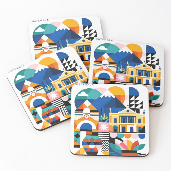 Item preview, Colorful geometric travel poster celebrating Quetzaltenango, Gua designed and sold by ckybe.