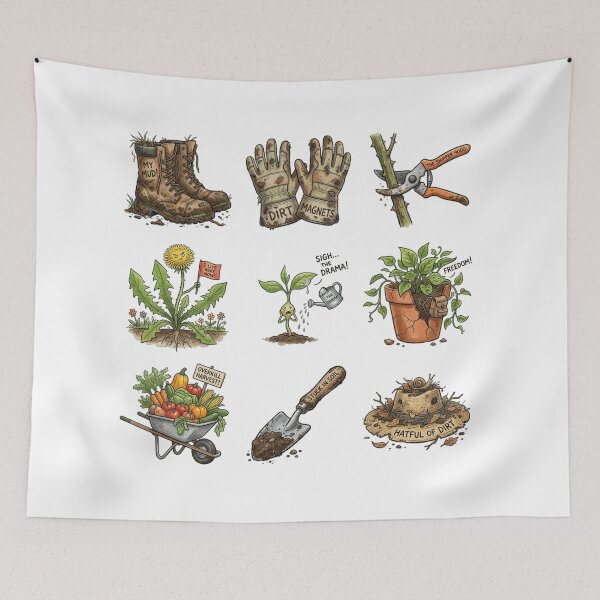 Item preview, Funny Gardening Sticker Pack Dramatic Plant Dirt Magnet Art designed and sold by mood-draftsman.