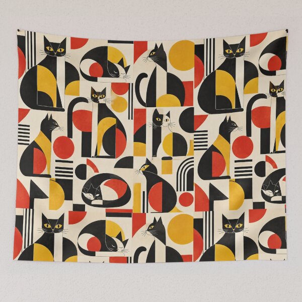 Item preview, Abstract Scandinavian Cat Silhouettes Floral Cat Design designed and sold by Aramdesing.