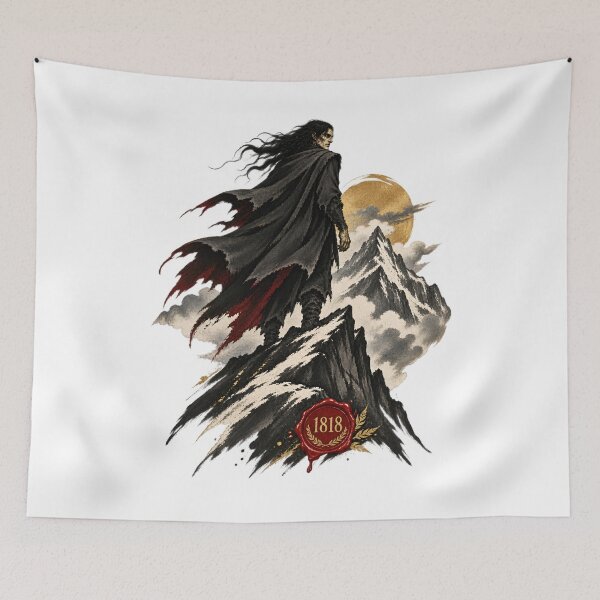 Item preview, Frankenstein Creature Climbs Toward the Golden Moon designed and sold by Fenay Designs.