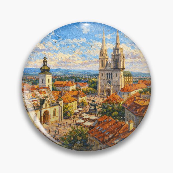 Item preview, Zagreb, Croatia – a painting of a summer day in this beautiful European city. designed and sold by GalleryKauffeld.