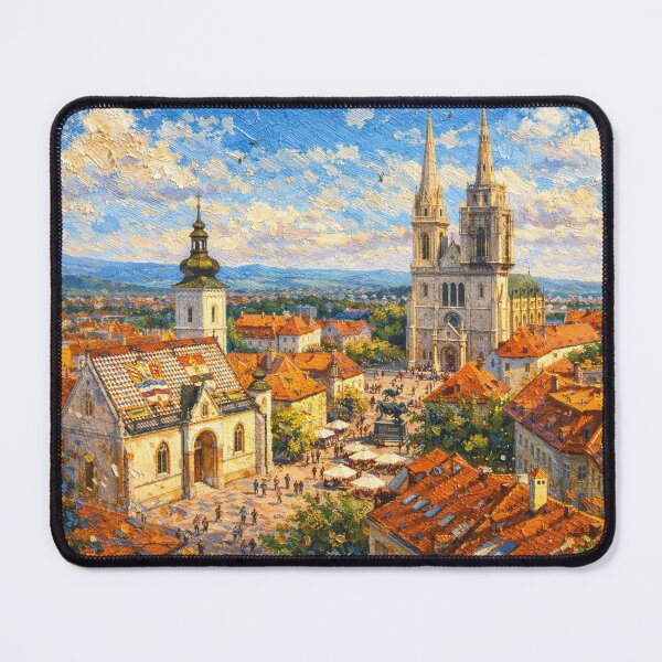 Item preview, Zagreb, Croatia – a painting of a summer day in this beautiful European city. designed and sold by GalleryKauffeld.