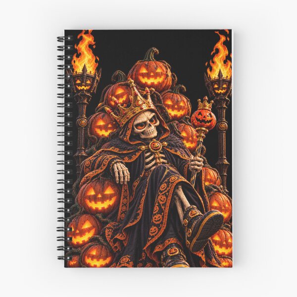 Item preview, Skeleton King Halloween Throne - Pumpkin Monarch Gothic Horror Art designed and sold by SKELORRA.