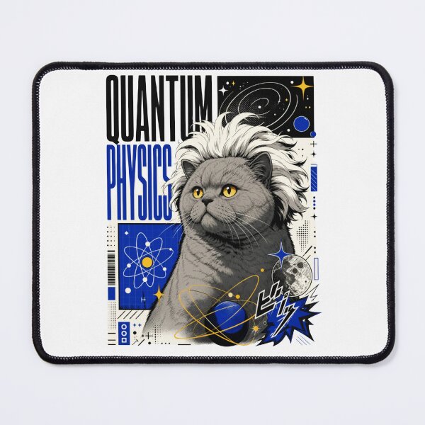 Item preview, Quantum Physics Grey Cat Graphic Poster T-Shirt | Funny Science Professor British Shorthair Einstein STEM Gift Blue Art designed and sold by illeN-Art-World.
