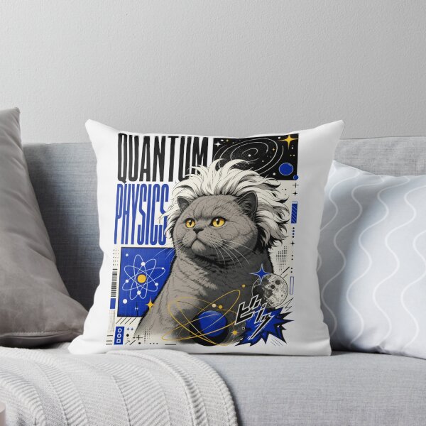 Item preview, Quantum Physics Grey Cat Graphic Poster T-Shirt | Funny Science Professor British Shorthair Einstein STEM Gift Blue Art designed and sold by illeN-Art-World.