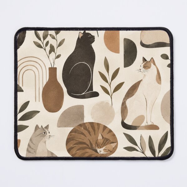 Item preview, Abstract Scandinavian Cat Silhouettes Floral Cat Design designed and sold by Aramdesing.