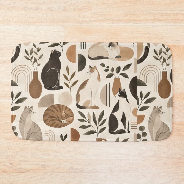 Item preview, Abstract Scandinavian Cat Silhouettes Floral Cat Design designed and sold by Aramdesing.