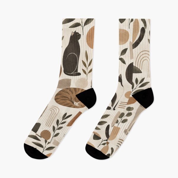 Item preview, Abstract Scandinavian Cat Silhouettes Floral Cat Design designed and sold by Aramdesing.
